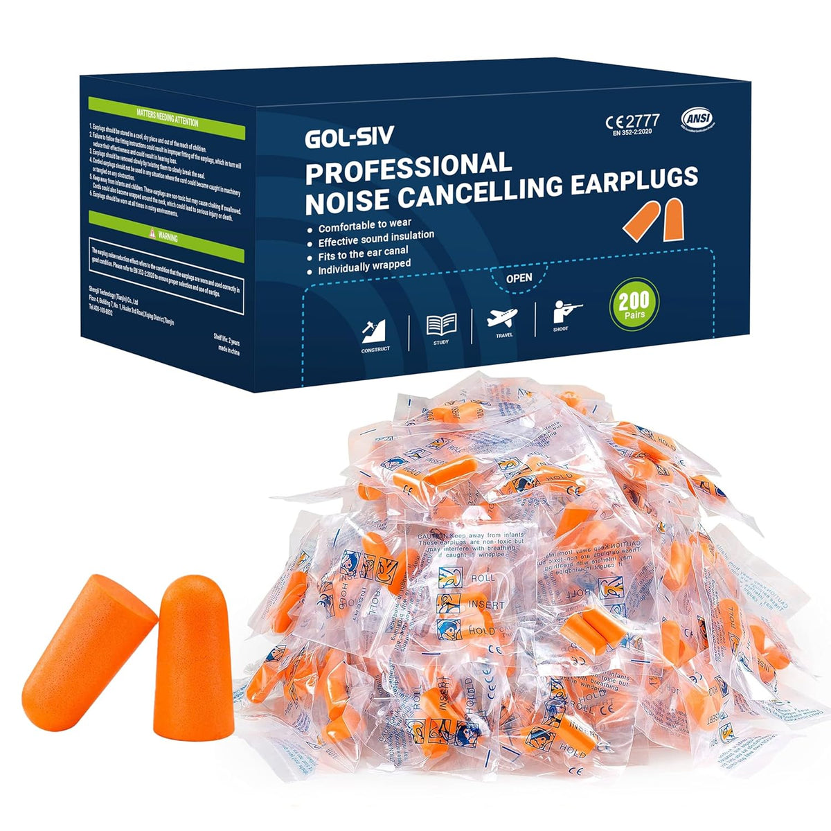 NRR 33 dB foam ear plugs