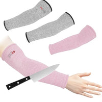 GOL-SIV Arm Protectors For Thin Skin And Bruising, Cut Resistant Sleeves For Men Women, A5 Level Farmer Sleeve For Gardening (Grey & Pink, 2pairs, 11.8 In)