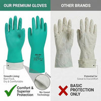 GOL-SIV Chemical Resistant Gloves, 18 Mil Heavy Duty Nitrile Gloves, EN374 Acid & Alkali Proof Work Gloves for Epoxy Resin, Woodworking & Auto, Puncture Resistant, 12 Pairs, M
