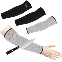GOL-SIV Arm Protectors For Thin Skin And Bruising, Cut Resistant Sleeves For Men Women, A5 Level Farmer Sleeve For Gardening (Black & Grey, 2pairs, 11.8 In)