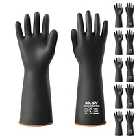 GOL-SIV Heavy Duty Industrial Rubber Gloves, Chemical Resistant Protective Industrial Gloves - Waterproof, Resist Acid, Oil, Alkali - Latex Safety Glove for Metal Plating & Pool, 18in, 6 Pairs