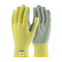 GOL-SIV Heat Cut Resistant Gloves,Aramid Leather Oven Gloves with Fingers,Thick Knit Design- Grill Mitts for Men & Women(Aramid Leather, Large)