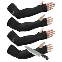 GOL-SIV Arm Protectors For Thin Skin And Bruising, Cut Resistant Sleeves For Men Women, A5 Level Farmer Sleeve For Gardening (Black & Black, 17.7 In - 2pairs)