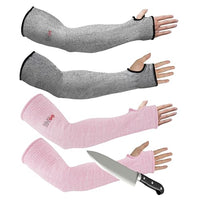 GOL-SIV Arm Protectors For Thin Skin And Bruising, Cut Resistant Sleeves For Men Women, A5 Level Farmer Sleeve For Gardening (Grey & Pink, 17.7 In - 2pairs)