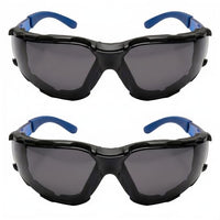 GOL-SIV Foam Lined Safety Glasses, Anti-Fog Smoke Tinted Lenses, Vented Dust Proof Goggles for Work, Construction and Motorcycle, ANSI Z87.1, 2 Pack