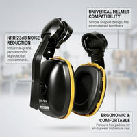 GOL-SIV Hard Hat Ear Muffs, 32dB NRR, Cap-Mounted, Black/Yellow