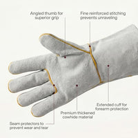 GOL-SIV Welding Gloves Men 3 Pairs, Heavy Duty Split Cowhide Leather Work Gloves with Kevlar Stitching, Extreme Heat Resistant Gauntlet for MIG/Stick Welding & Metal Fabrication