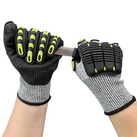 GOL-SIV Impact Protection Gloves,Level5 Cut Resistant Work Gloves,Nitrile Coated Heavy Duty Work Gloves, Anti Vibration Gloves For Men,Women(1Pair,Large)