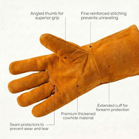GOL-SIV 5 Pairs Industrial Welding Gloves Bulk, Premium Top Grain Cowhide Leather, Kevlar Stitched Heat Resistant Work Gloves for Professional MIG Welders