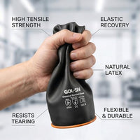 GOL-SIV Heavy Duty Industrial Rubber Gloves, Chemical Resistant Protective Industrial Gloves - Waterproof, Resist Acid, Oil, Alkali - Latex Safety Glove for Metal Plating & Pool, 18in, 6 Pairs