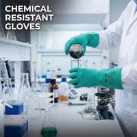 GOL-SIV 3 Pairs Reusable Nitrile Work Gloves XL, Extra Thick Green Chemical Waterproof Gauntlet, Diamond Grip for Automotive, Oil & Painting