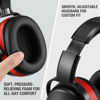 GOL-SIV SNR 34dB Noise Reduction Safety Earmuffs 6 Pack Bulk, Heavy Duty Ear Protection for Industrial Workers, Manufacturing & Shooting, Black & Red