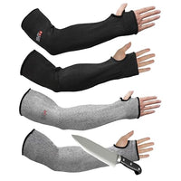 GOL-SIV Arm Protectors For Thin Skin And Bruising, Cut Resistant Sleeves For Men Women, A5 Level Farmer Sleeve For Gardening (Black & Grey, 17.7 In - 2pairs)