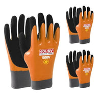 GOL-SIV 400V Electrical Gloves (3 Pairs, XL), Flame Retardant Low Voltage Insulated Gloves, High Grip Rubber Safety Work Gloves for EV, Solar, HVAC & Panel Maintenance