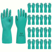 GOL-SIV Industrial Nitrile Chemical Gloves, Heavy Duty Solvent Resistant Green PPE Gauntlet, Cotton Lined with Non-Slip Grip for Chemical Handling, Painting & Furniture Refinishing, M, 3 Pairs