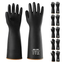 GOL-SIV Heavy Duty Latex Gloves, Chemical Resistant Work Gloves - Waterproof, Resist Acid, Oil, Alkali - Extra Long Industrial Rubber Safety Glove for Sandblasting & Deep Tank, 22in, 6 Pairs