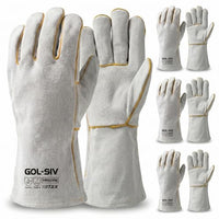 GOL-SIV Welding Gloves Men 3 Pairs, Heavy Duty Split Cowhide Leather Work Gloves with Kevlar Stitching, Extreme Heat Resistant Gauntlet for MIG/Stick Welding & Metal Fabrication