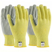 GOL-SIV 2 Pairs Heavy Duty Work Gloves Men Large, 7-Gauge Aramid Knit with Cowhide Leather Palm, Cut Resistant Gloves for Metal Fabrication, Masonry, Construction & Woodworking