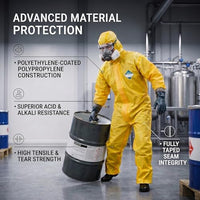 GOL-SIV 6-Pack Hazmat Suit with Hood - Type 3/4 Chemical Liquid Splash Protective Coveralls for Pressure Washing & Hazardous Handling (XXXL)