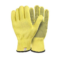 GOL-SIV Heat Cut Resistant Gloves,Aramid Leather Oven Gloves with Fingers,Thick Knit Grill Mitts (Silicone Beads, Small)