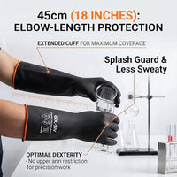GOL-SIV Heavy Duty Industrial Rubber Gloves, Chemical Resistant Protective Industrial Gloves - Waterproof, Resist Acid, Oil, Alkali - Latex Safety Glove for Metal Plating & Pool, 18in, 6 Pairs