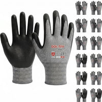 GOL-SIV Work Gloves 12 Pairs, Micro-Foam Nitrile Coated Safety Gloves for Firm Grip, Breathable Seamless High Dexterity Mechanic Gloves for Warehouse, Precision Assembly & DIY (M)
