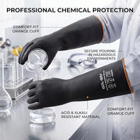 GOL-SIV Heavy Duty Industrial Rubber Gloves, Chemical Resistant Protective Industrial Gloves - Waterproof, Resist Acid, Oil, Alkali - Latex Safety Glove for Metal Plating & Pool, 18in, 6 Pairs