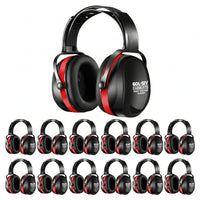 GOL-SIV SNR 34dB Noise Reduction Earmuffs 12 Pack, Commercial Grade Ear Protection for Industrial Plant, Factory & Range, Black & Red