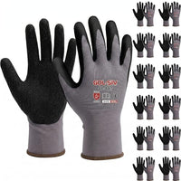 GOL-SIV 12 Pairs Sandy Nitrile Coated Work Gloves, Level 4 Abrasion Resistant, 15-Gauge Breathable Mechanic Gloves for Superior Grip, Warehouse & Construction (XL)