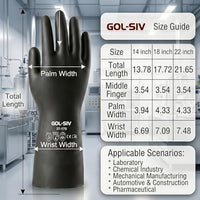GOL-SIV Heavy Duty Industrial Rubber Gloves, Chemical Resistant Protective Industrial Gloves - Waterproof, Resist Acid, Oil, Alkali - Latex Safety Glove for Metal Plating & Pool, 18in, 6 Pairs