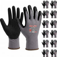 GOL-SIV Sandy Nitrile Work Gloves 12 Pairs, EN388 Level 4 Abrasion, Anti-Slip Grip for Oily Parts, Breathable Seamless Knit Gloves for Mechanic, Warehouse & DIY (L)