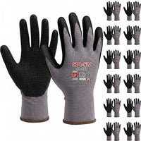 GOL-SIV 12 Pairs Sandy Nitrile Coated Work Gloves, Level 4 Abrasion Resistant, 15-Gauge Breathable Safety Gloves for Warehouse, Mechanic & Gardening (M)