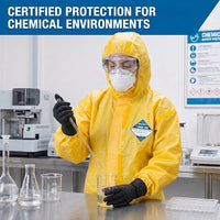GOL-SIV 6-Pack Hazmat Suit with Hood - Type 3/4 Chemical Liquid Splash Protective Coveralls for Pressure Washing & Hazardous Handling (XXXL)