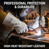 GOL-SIV 5 Pairs Professional Welding Gloves for Men, Extreme Heat Resistant Split Cowhide Leather, Kevlar Stitched Long Cuff Work Gloves for Metal Fabrication, Heavy Duty Grinding & Welding