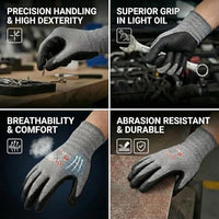GOL-SIV 15-Gauge Micro-Foam Nitrile Work Gloves for Men and Women, Precision Assembly Utility Gloves, Breathable Snug Fit, Oil Resistant Grip, 3 Pairs, Size M