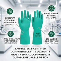 GOL-SIV Nitrile Chemical Resistant Gloves 12 Pairs, 18mil, Reusable Heavy Duty Safety Work Gloves, for Industrial & Cleaning, Acid Alkali Oil Protection, Puncture Resistant, Large