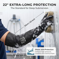GOL-SIV Heavy Duty Latex Gloves, Chemical Resistant Work Gloves - Waterproof, Resist Acid, Oil, Alkali - Extra Long Industrial Rubber Safety Glove for Sandblasting & Deep Tank, 22in, 6 Pairs