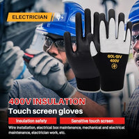GOL-SIV 400V Electrical Glove For Men Arc Resistant,Flame Retardant,Low Voltage Insulated Gloves,Safety Electrician Gloves,Rubber Non Slip（5 Pairs,XL）