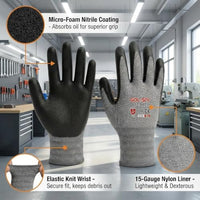 GOL-SIV Safety Work Gloves for Men 12 Pairs, Breathable Micro-Foam Nitrile Coated, Non-Slip Grip for Logistics & Auto Repair, Lightweight 15 Gauge Spandex High Dexterity Fit (XL)