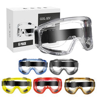 GOL-SIV Safety Goggles ANSI Z87.1 - Anti-Fog Clear Lab Eye Protection for Over Glasses, Scratch-Resistant Lens (2 Pack)