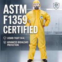 GOL-SIV 6-Pack Hazmat Suit - Heavy Duty Chemical Protective Coverall with Hood, Liquid Splash Resistant Full Body PPE for Industrial & Agricultural Spraying (Large)