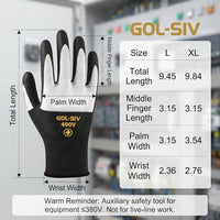 GOL-SIV 400V Electrical Glove For Men Arc Resistant,Flame Retardant,Low Voltage Insulated Gloves,Safety Electrician Gloves,Rubber Non Slip（5 Pairs,XL）