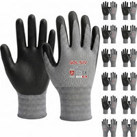 GOL-SIV Work Gloves 12 Pairs, Foam Nitrile Coated Palm for Firm Oil Grip, Breathable Seamless Mechanic Gloves, Abrasion Resistant Safety Work Gear for Warehouse, Auto Repair & DIY (L)