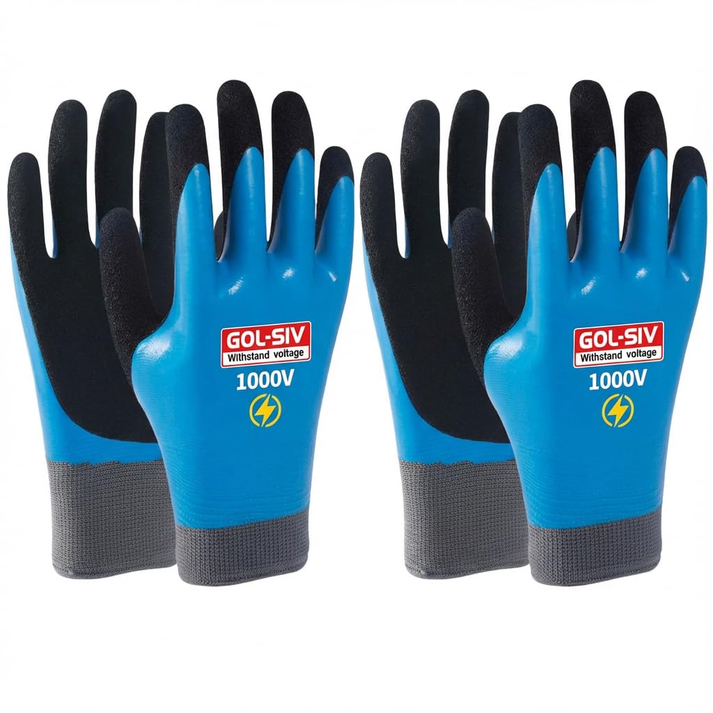 GOL-SIV 1000V Insulated Work Gloves, ASTM D120, 2 Pairs, Large