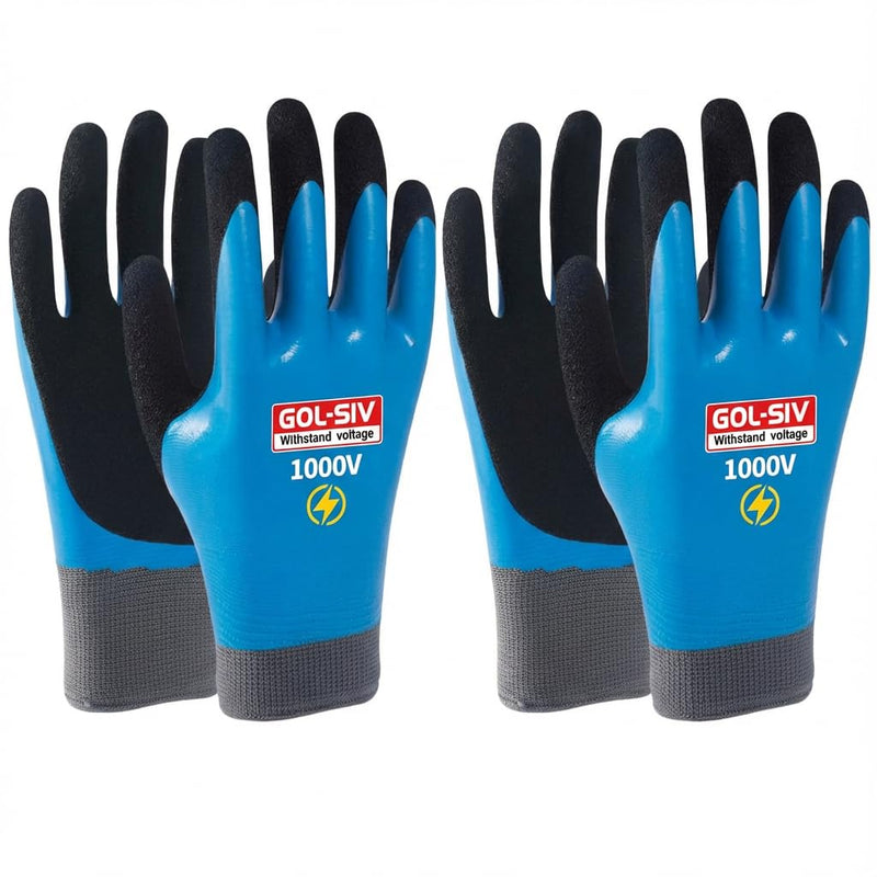 GOL-SIV 1000V Insulated Work Gloves, ASTM D120, 2 Pairs, Large