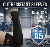 GOL-SIV Arm Protectors For Thin Skin And Bruising, Cut Resistant Sleeves For Men Women, A5 Level Farmer Sleeve For Gardening (Black & Grey, 17.7 In - 2pairs)
