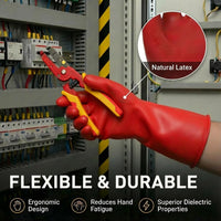 GOL-SIV Class 1 Insulated Electrician Gloves, ASTM D120, 7500V, Red, 1 Pair