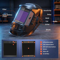 GOL-SIV Auto Darkening Welding Helmet4"×4"-Optical Grade 1/1/1/2-True Color-Solar&Battery Power-4 Sensor,0.1ms Response Time-Wide Shade DIN5-9/9, 13 for SMAW,TIG, MIG, GTAW, Grinding-Lightweight Wear