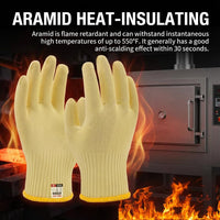 GOL-SIV Heat Cut Resistant Gloves, Kevlar Oven Gloves with Fingers, Thick Knit Design, Machine Washable - Grill Mitts for Men & Women (L)