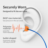 GOL-SIV Corded Foam Ear Plugs NRR 33dB Maximum Noise Reduction, Individually Wrapped (50 Pairs), Safety Hearing Protection for Work, Power Tools, Yard & Shooting, Orange